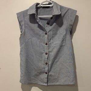 SHEIN Blue and White Striped Blouse